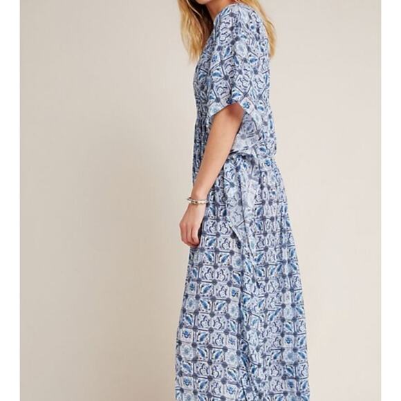Rujuta Sheth Anthropologie Marie Cinched Kaftan Maxi Dress One Size Resort Beach - Picture 4 of 13